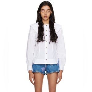 Ganni White Sailor Collared shirt. Size 32
